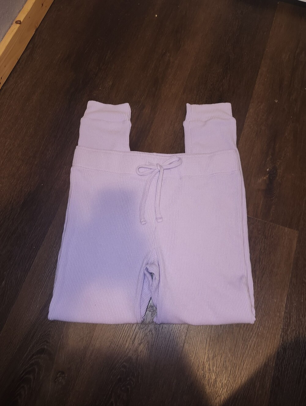 No Boundaries Purple Ribbed Drawsting Jogger Lounge Pants | Womens Size Large